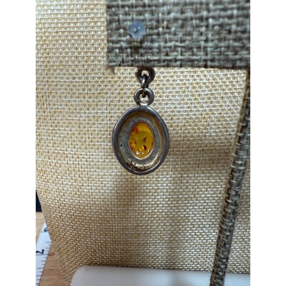 Amber Necklace & Earring Set With Silver Details - Picture 14 of 16